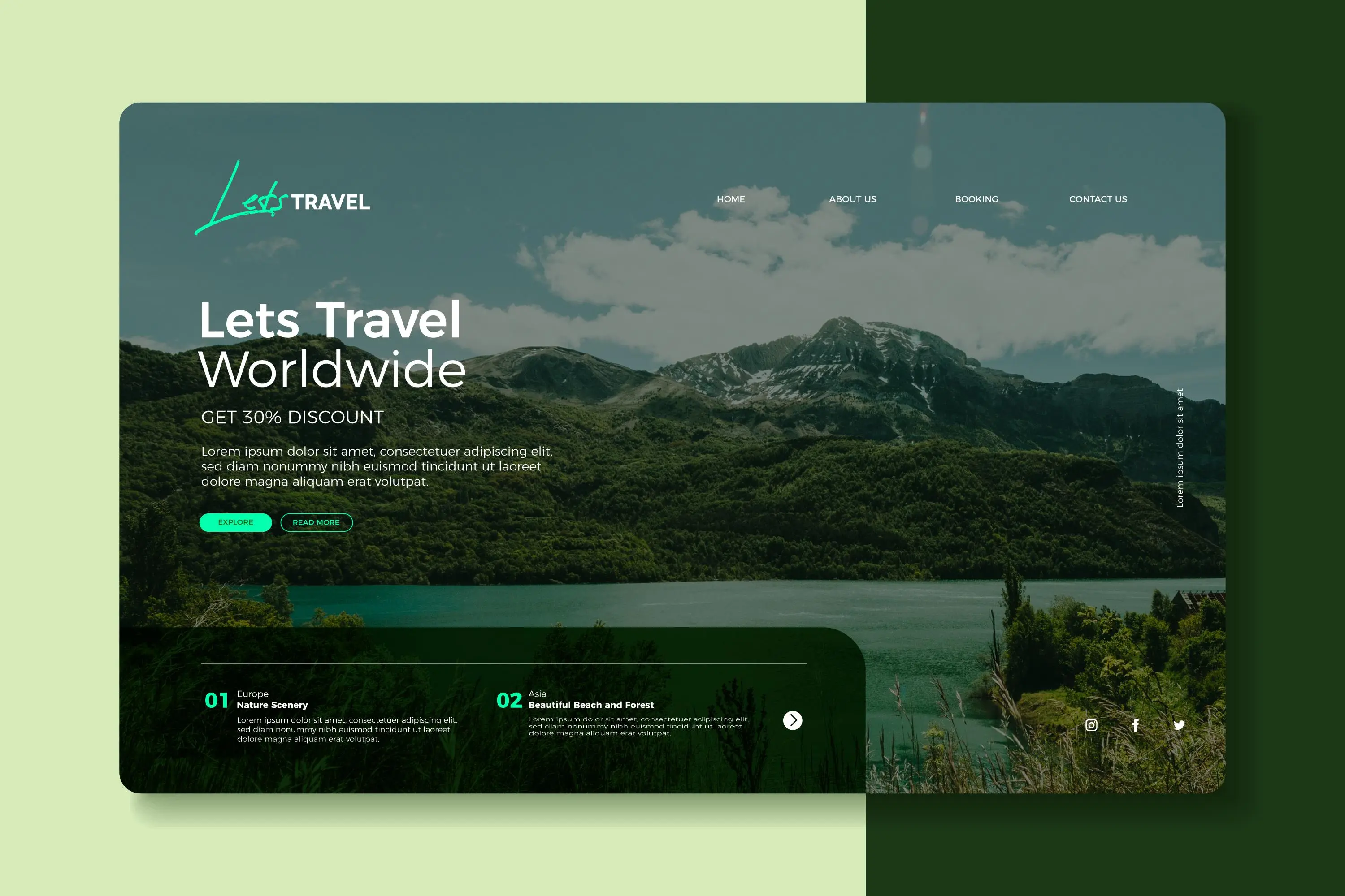 A modern travel blog website showcasing beautiful destinations.