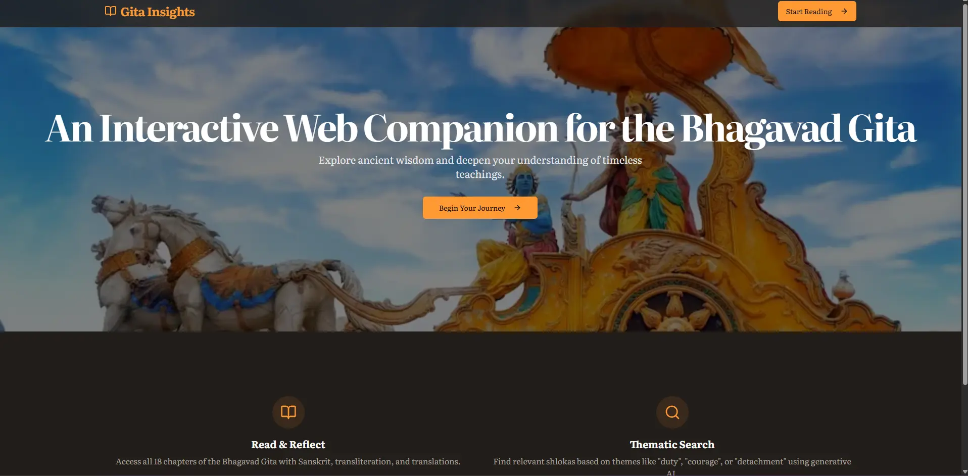An interactive web companion for exploring the Bhagavad Gita.